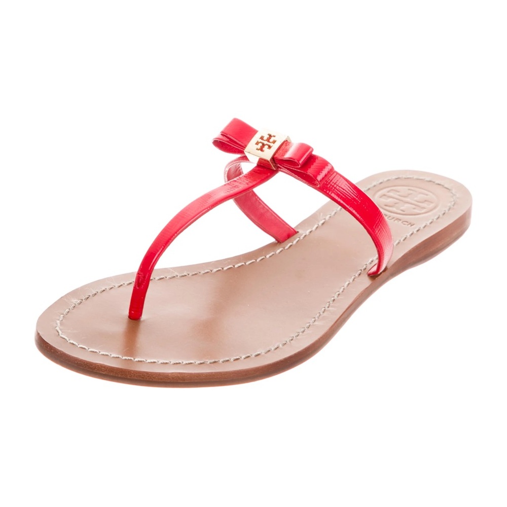 Tory Burch Patent Saffiano Leighanne Flat Thong